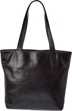 Chanel Black Lambskin Leather Coco Mark Logo Embossed Tote (Authentic Pre-Loved)