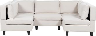 Beliani Sof&aacute; Modular Moderno 5 Plazas Tapizado Tela Poli&eacute;ster Respaldo Acolchado En Forma De U Beige Claro Unstad