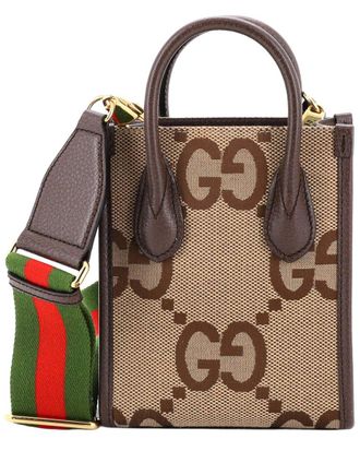 Gucci Brown Jumbo Gg Canvas Vertical Tote Mini (Authentic Pre-Loved)