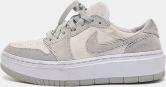 Nike Air Jordans Grey/white Suede Elevate Air Jordan 1 Low Top Sneakers