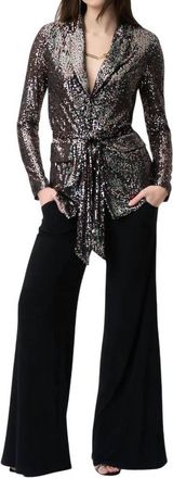 Joseph Ribkoff Sequin Blazer With Belt In Black/multi