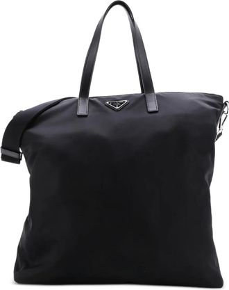 Prada Vela Zip Top Convertible Tessuto Large tote bag - Zwart