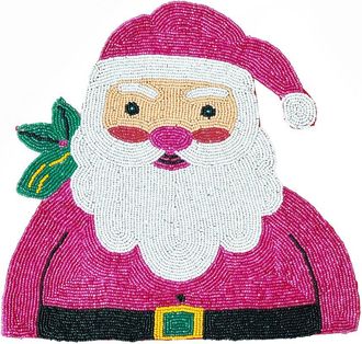 Tiramisu Pink Santa Beaded Holiday Placemat