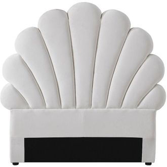 Vente-Unique Testata letto conchiglia 90 cm - Velluto Bianco - MOANA