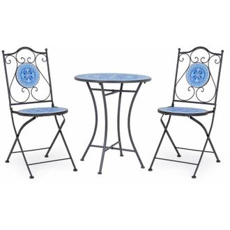 BIZZOTTO Set Pranzo Bisanzio Tavolo &Oslash; 60cm e 2 Sedie Pieghevoli
