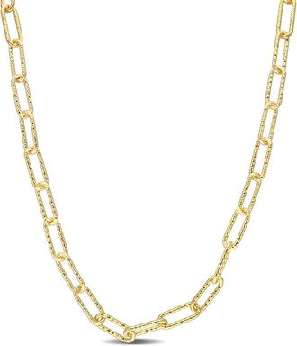 Amour 6mm Fancy Paperclip Chain Necklace In Yellow Plated Sterling Silver, 20 In