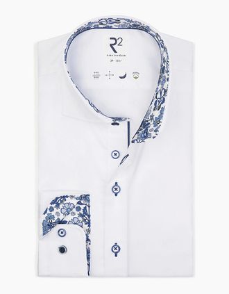 R2 Mens R2 CUT AWAY COLLAR LONG SLEEVED SHIRT WHITE - Size: 46/48