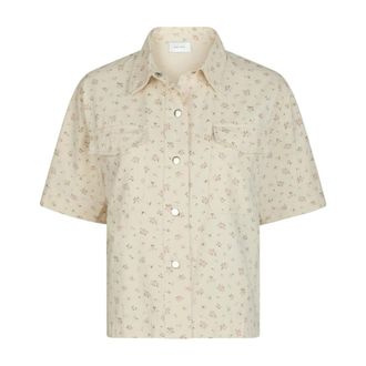Neo Noir Floral Denim Shirt with Short Sleeves - female - Neo Noir - Shirts - White - L - Blouses & Shirts