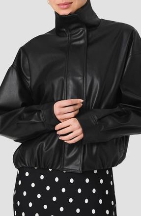 French Connection Dessa Faux Leather Bomber Jacket in Black at Nordstrom, Size X-Small