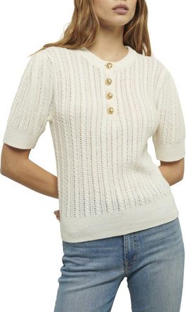 Derek Lam Shea Puff Sleeve Cable Sweater in Ivory at Nordstrom Rack, Size Small