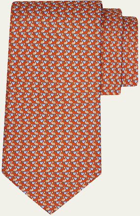 Ferragamo Mens Pelican Micro-Print Silk Tie