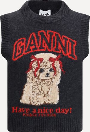 Ganni Maglia in lana grafica Woman XS