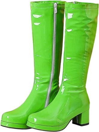 Generic Womens High Boots Patent Leather Waterproof Knee Boots Party Shoes