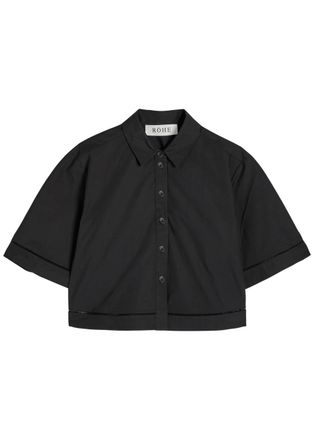 Róhe Embroidered Cotton-poplin Shirt - Black - 34 (UK6 / XS)