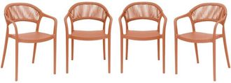 Sweeek Set of 4 stackable garden chairs with rope effect terracotta 55.5x48.5x78 cm - Jovia