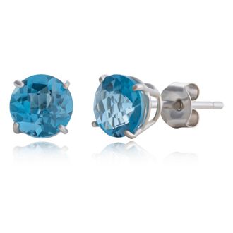 MAX + STONE 10k Yellow or White Gold 6mm Round Checkerboard Cut Gemstone Stud Earrings