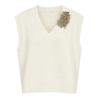 Liviana Conti Abilene Gilet - Dames - Truien - Wit - Maat: L Kasjmier