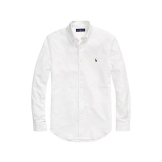 Polo Ralph Lauren Overhemden, Heren, Wit, M, Katoen, Slim Fit Oxford Overhemd