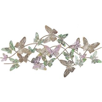 Beliani Beliani - Decoraci&oacute;n De Pared De Metal Multicolor 100 X 53 Cm Mariposas Arte Naturaleza Moderno Glamour Boho Gallium
