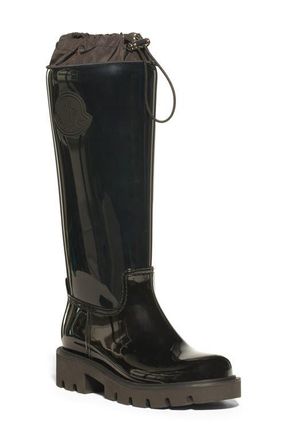 Moncler Kickstream Waterproof Rain Boot in Glossy Black at Nordstrom, Size 11Us
