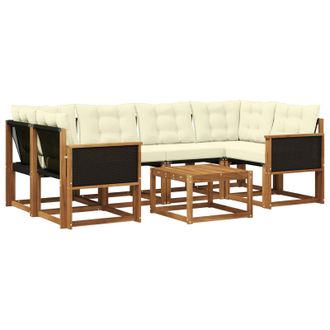 vidaXL Conjunto De Sof&aacute;s De Exterior Con Coj&iacute;n 7 Pcs Natural Y Crema Vidaxl