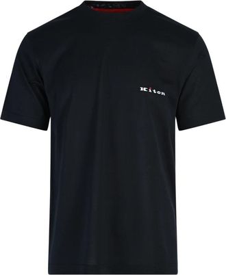 Kiton Zwarte katoenen T-shirts en polos - Heren - T-shirts - Zwart - 2XL - Katoen - Tops