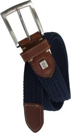 Izod Stretch Braid with Full Grain Leather Tips in Navy at Nordstrom, Size X-Large