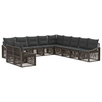 vidaXL Conjunto De Sof&aacute;s De Jard&iacute;n 11 Pcs Gris Rat&aacute;n Sint&eacute;tico Vidaxl