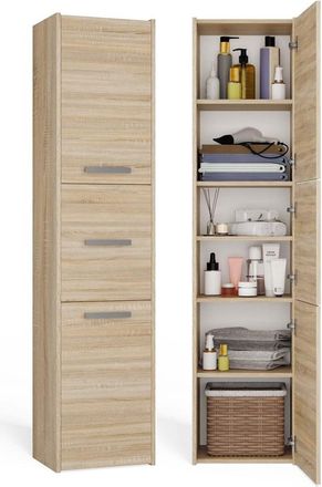 OEM Mueble De Ba&ntilde;o Moderno Sonoma De Roble Con Columnas - Estanter&iacute;a De Ba&ntilde;o Con 3 Puertas - Dise&ntilde;o Y Funcionalidad Universales