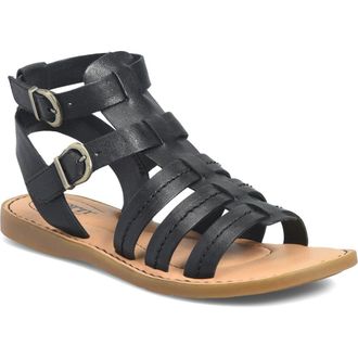 B&oslash;rn Iana Ankle Strap Sandal in Black Leather at Nordstrom, Size 11