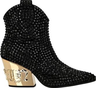 Philipp Plein Cowboy Mid-Heel Laarzen Gothic Plein - Dames - Cowboylaarzen - Zwart - 37 EU - Leer - Schoenen