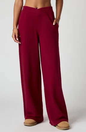 Florence By Mills Cozy Crush V Wide Leg Sweatpants in Crimson at Nordstrom, Size Xx-Small
