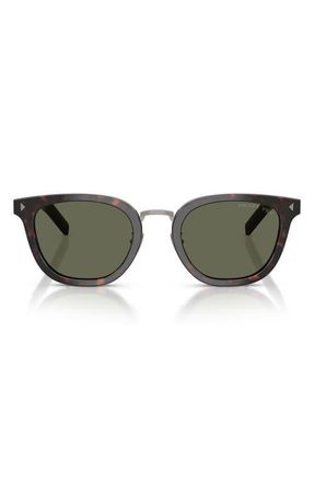 Prada 52mm Polarized Cat Eye Sunglasses in Root Havana /Green Polar at Nordstrom
