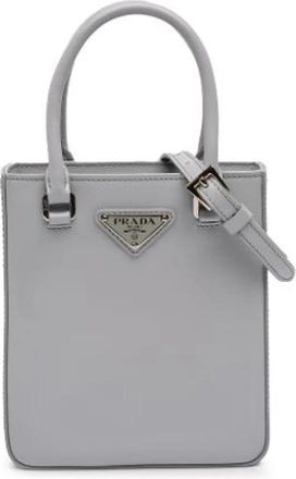 Prada Pre-owned Satchel Bag - Dames - Vintage Mini Tas - Grijs - ONE Size - Leer - Vintage