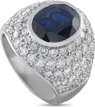 Luxury Bazaar 18K White Gold 3.0ct Diamond and Sapphire Ring MF37-050726
