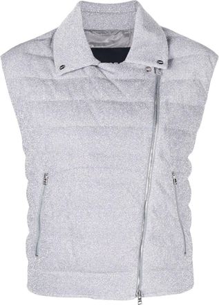 Herno quilted zip-up down gilet - women - Polyamide/Metallic Fibre/Polyamide/Goose Down - 42 - Grey