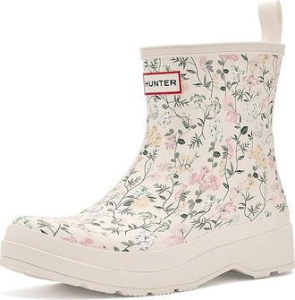 Hunter Play Shrt Scp Bt Womens Rain Boots Ivory Floral : 11 M