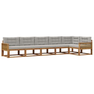 vidaXL Conjunto De Sof&aacute;s De Exterior 6 Pcs Natural Y Gris Claro Vidaxl