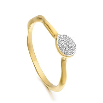 Monica Vinader Siren Diamond Small Stacking Ring, Gold Vermeil on Silver