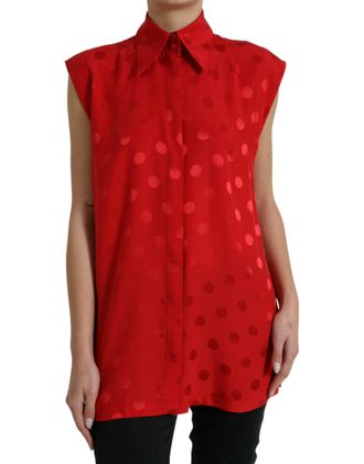 Dolce & Gabbana Dolce Gabbana Polkadot Blouse Mouwloos Shirt