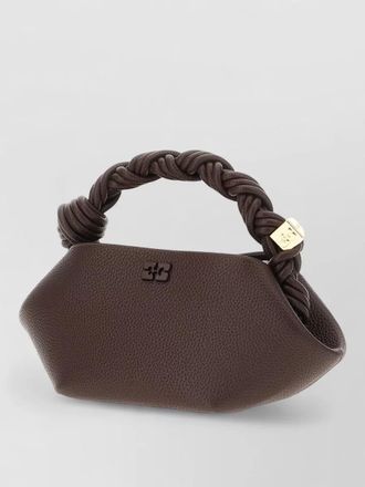Ganni synthetic leather bou clutch bag twisted handle