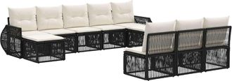 vidaXL Conjunto De Sof&aacute;s De Jard&iacute;n 10 Uds. Negro Y Blanco Crema Vidaxl