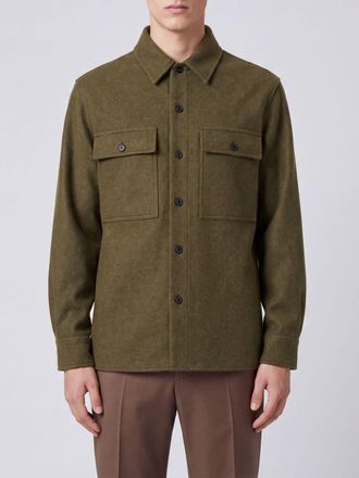Jil Sander Giacca-camicia in lana vergine con tasche a toppa e patta