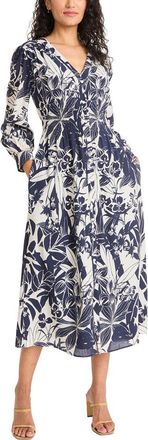 Maggy London Long Sleeve V-Neck Midi Dress