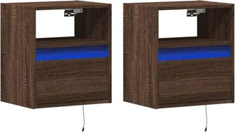 vidaXL Vidaxl - tv Wall Cabinets with led Lights 2 pcs Brown Oak 41x31x45 cm