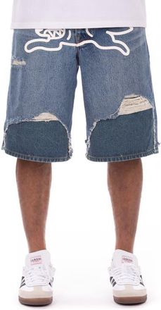 Icecream Hoodsie Ripped Denim Shorts in Blue Melt at Nordstrom, Size 36
