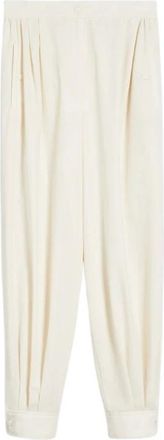 Max Mara Broeken, Dames, Beige, S, Katoen, Ballonstijl Katoenen Broek