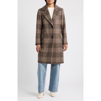Vince Camuto Wool Blend Coat in Taupe Glen Plaid at Nordstrom Rack, Size X-Large