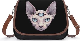 Generic Three Eyes Sphynx Cat Small Womens Crossbody Bags Shoulder Handbag with Adjustable Strap for Travel