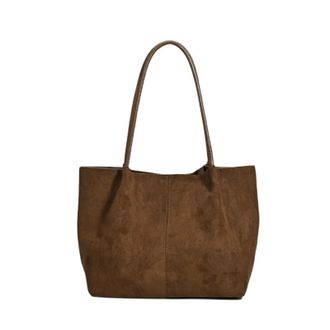 Generic Compatible For Fall Winter Suede Leather Tote Bag Simple Handbag Large Capacity Casual Single Shoulder(G)